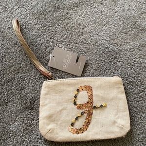 NWT Sparkly Anthropologie “G” Wristlet